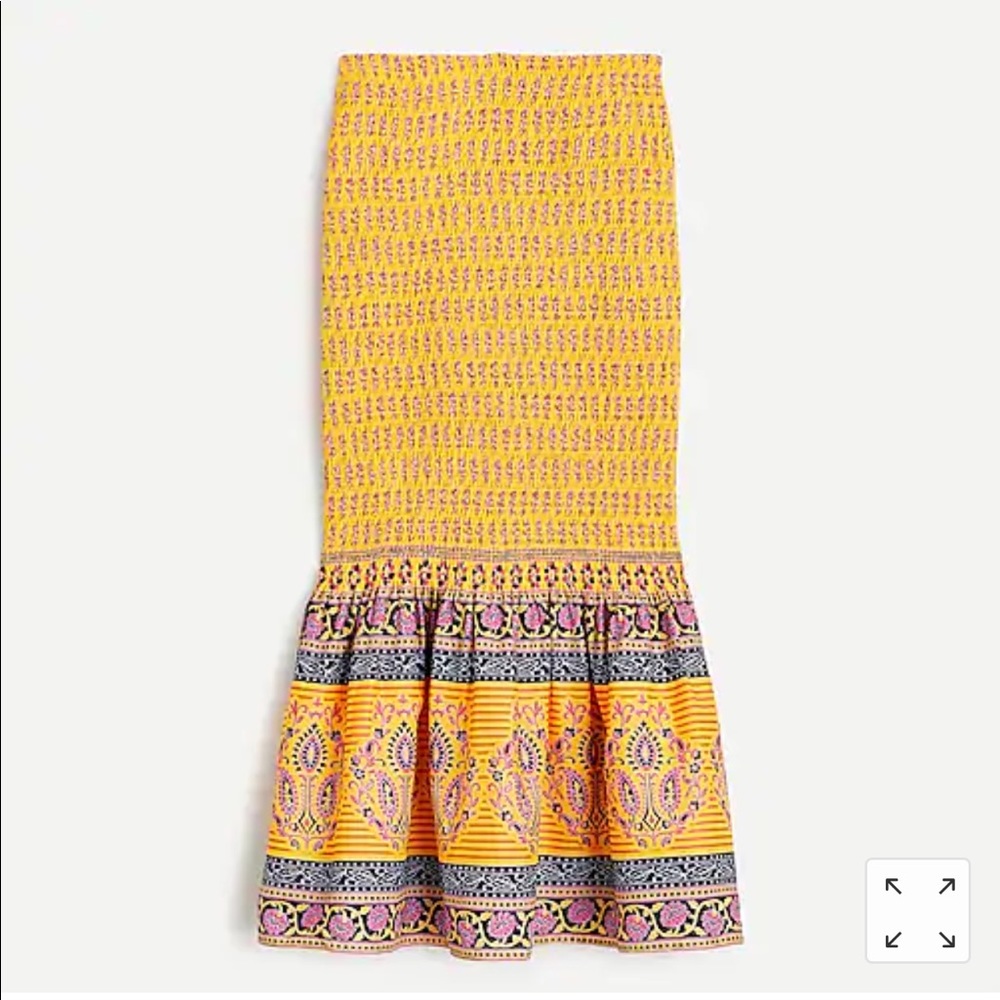 Smocked J Crew skirt in sunny block print